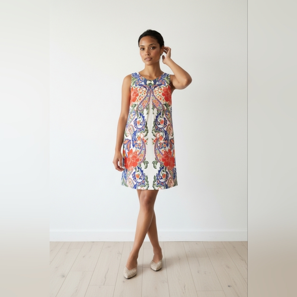 Gianni Bini Silky Lined Floral Mini Dress Multi-Color Size M